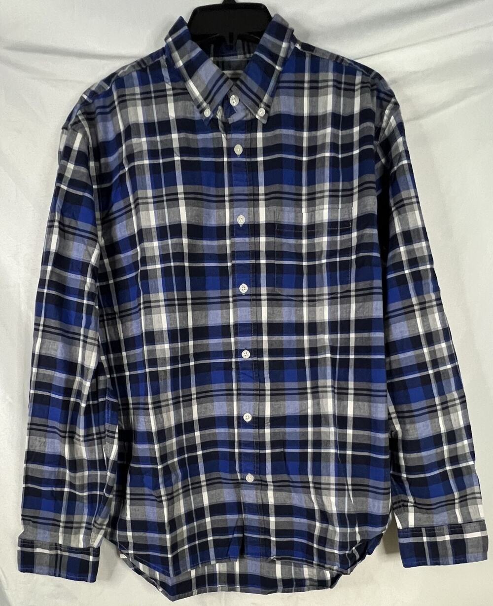 Old Navy Mens Blue Long Sleeve Button Up Plaid Shirt Large